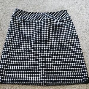 LOFT Black and White Knee-Length Pencil Skirt